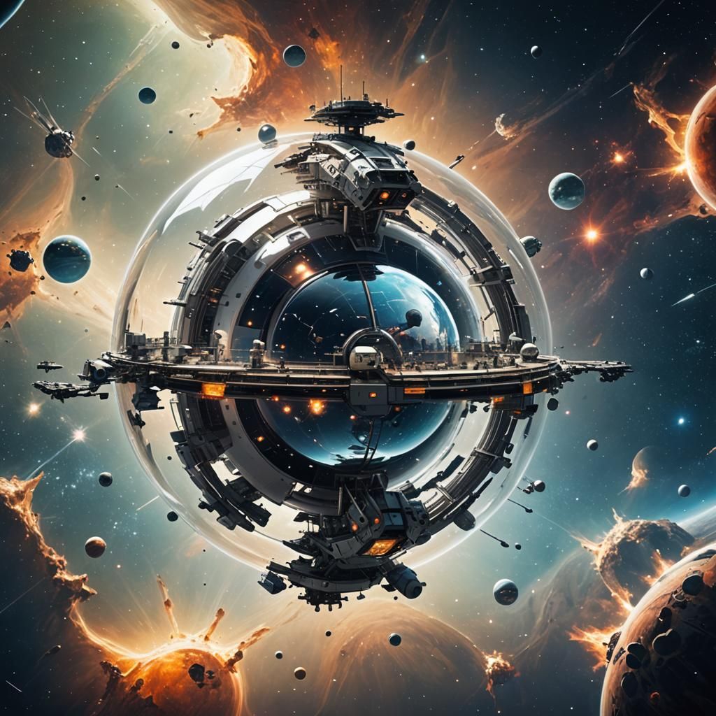 Space Station Inside a Glass Planet