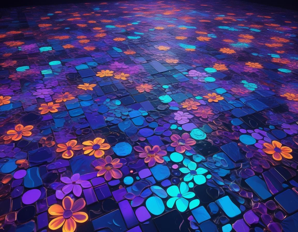 Ethereal Moonlit Floor in Psychedelic Art Style
