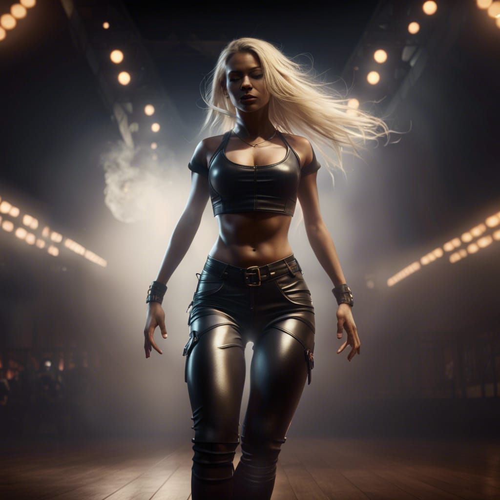 Dynamic Blonde Dancer in Myst, Digital Art