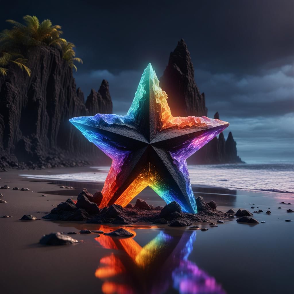 Rainbow Crystal Star on Macabre Lava Beach