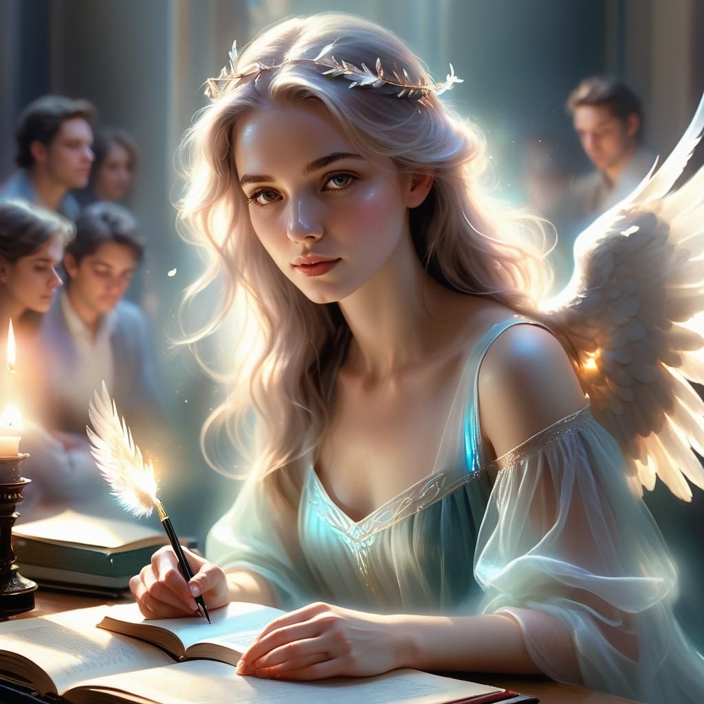 Ethereal Woman Reading by Candlelight