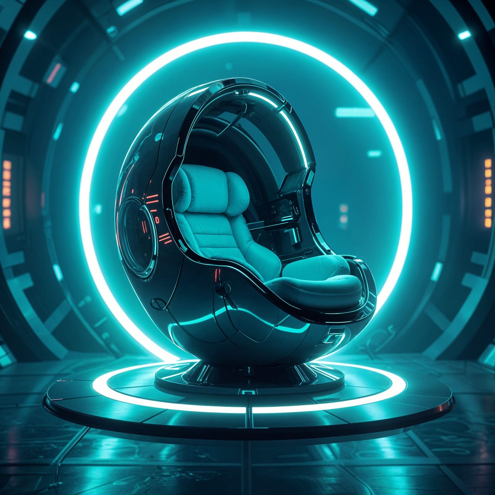 Futuristic Capsule Chair for Virtual Reality Immersion
