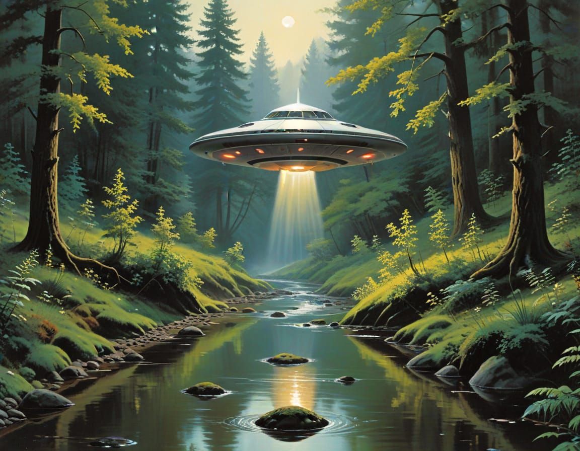 1970s Paperback Cover: UFO over Creek