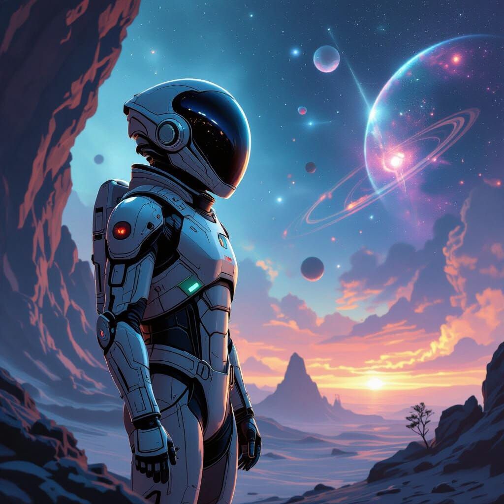 Alien Explorer in a Mystical Galaxy: Digital Art