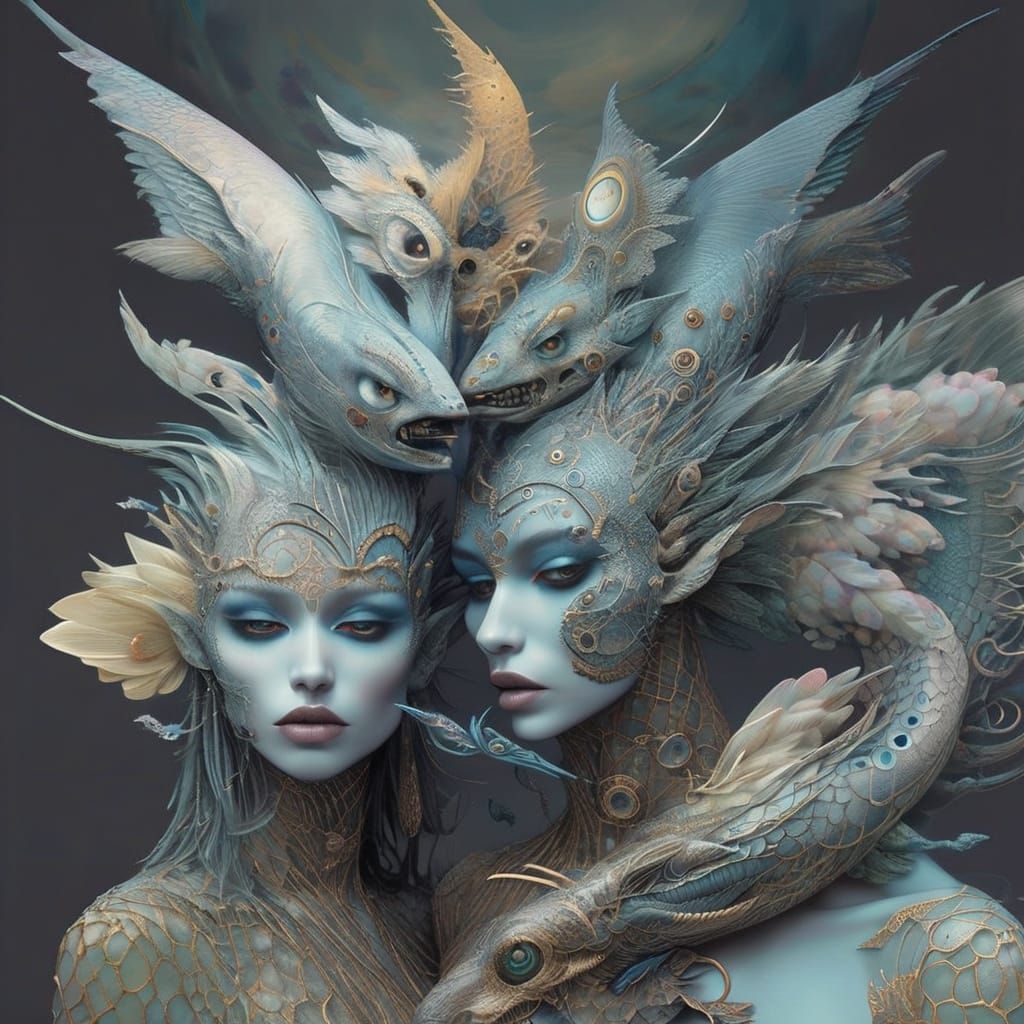 Tenebrous Androgynes Dancing in a Dark Fantasy Style