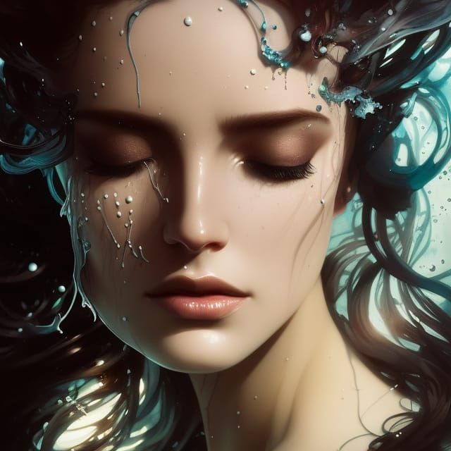 Underwater Ink Portrait in Splash Art Style