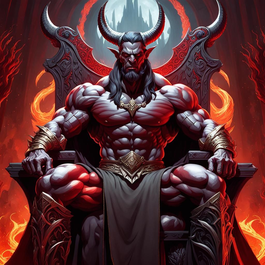 Satan on Hell's Throne: 8K Resolution Art