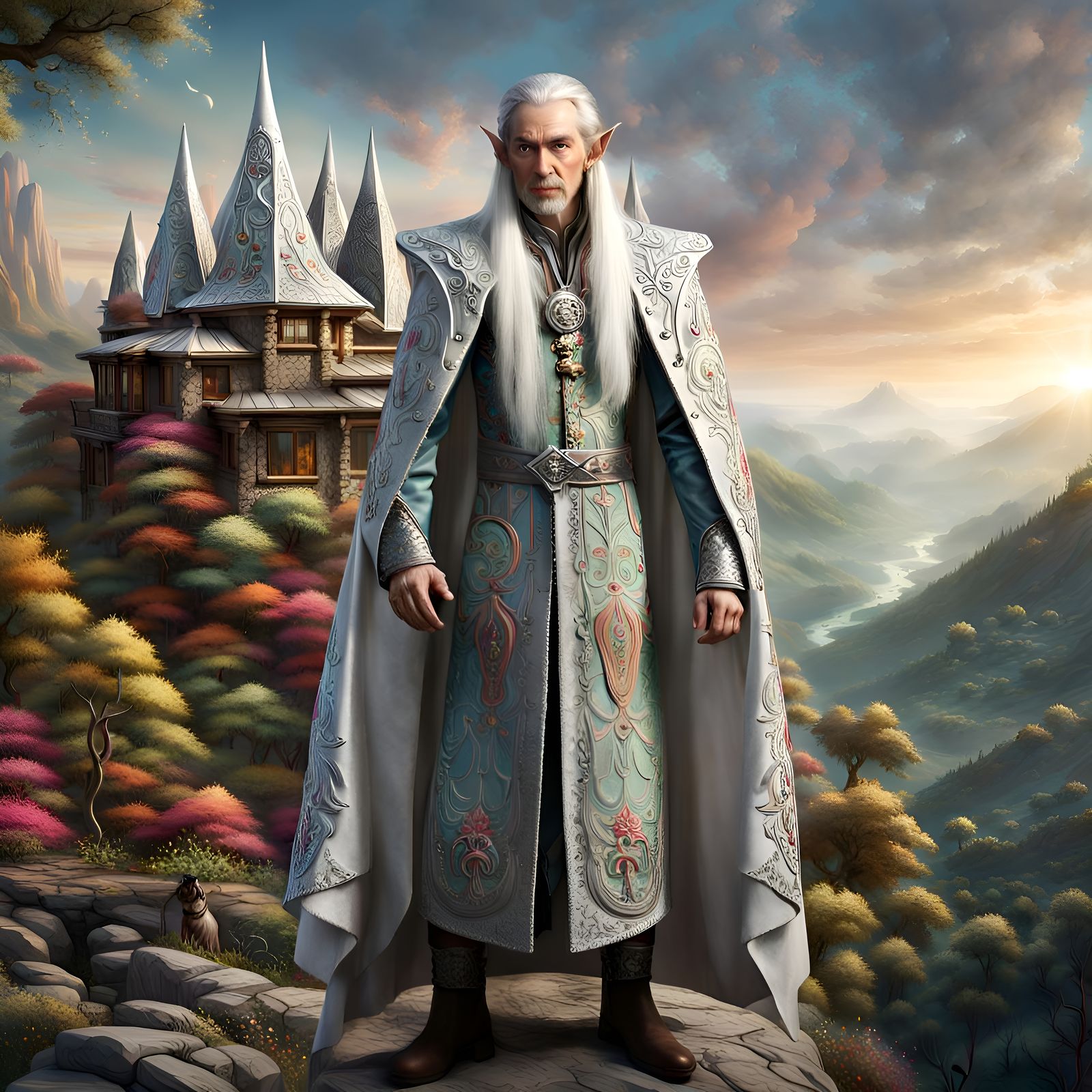 Elven Man in Colorful Valley Photograph