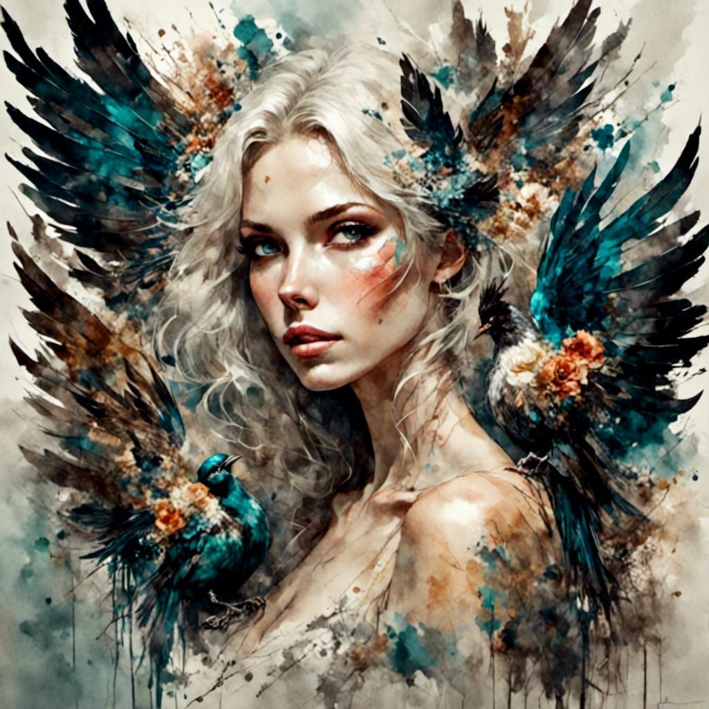 Birds of a Feather in Antique Watercolor Style