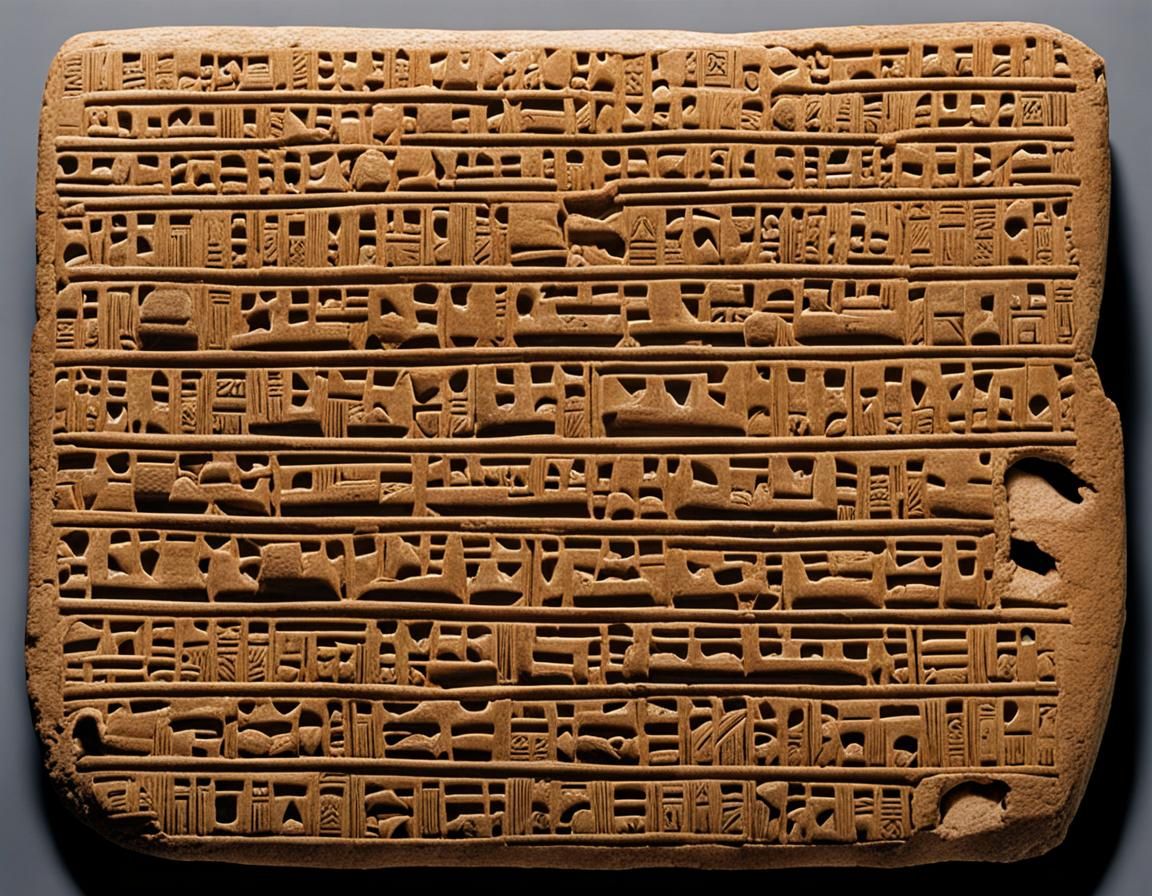Ancient Sumerian Clay Tablet with Cuneiform Text