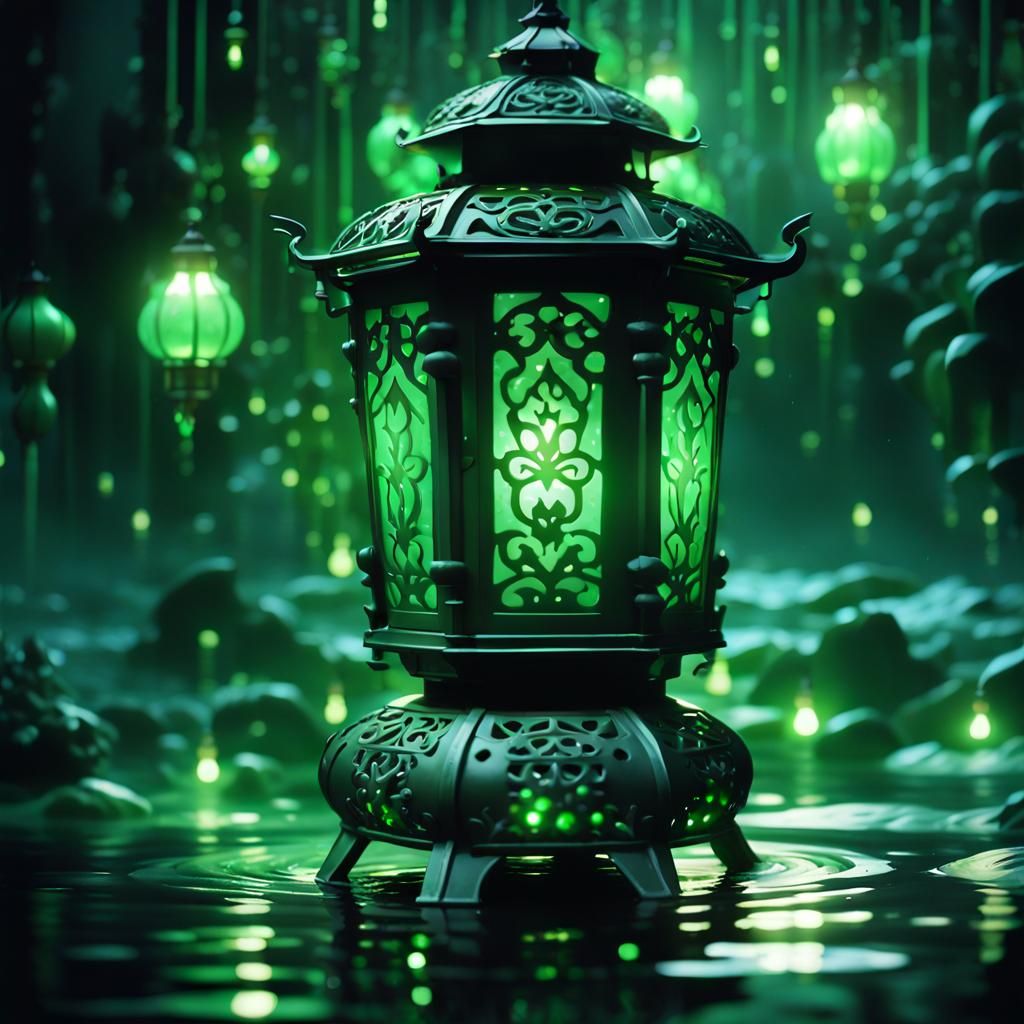Elaborate Lantern Lights the Dark Fantasy Waters