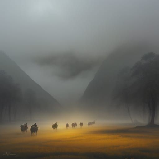 Roman Legion Marches into Misty Caledonia Watercolor