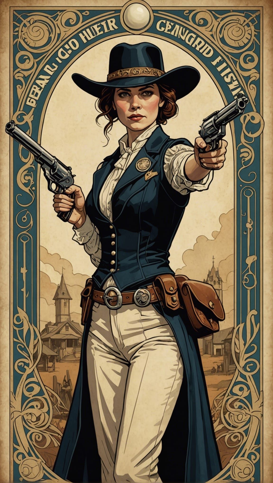 Gunslinger Movie Poster in Brut Nouveau Style