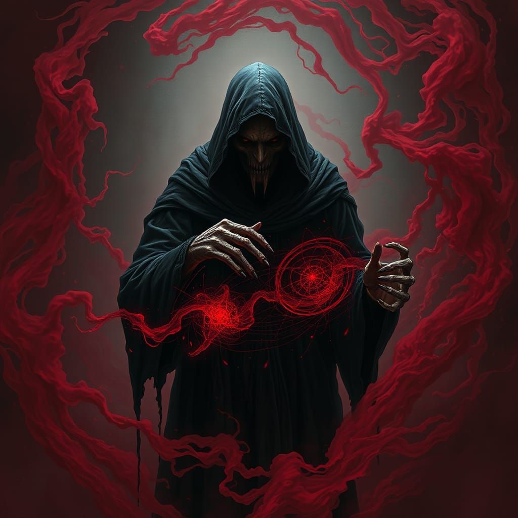 Dark Figure Weaving Blood Magic Spells