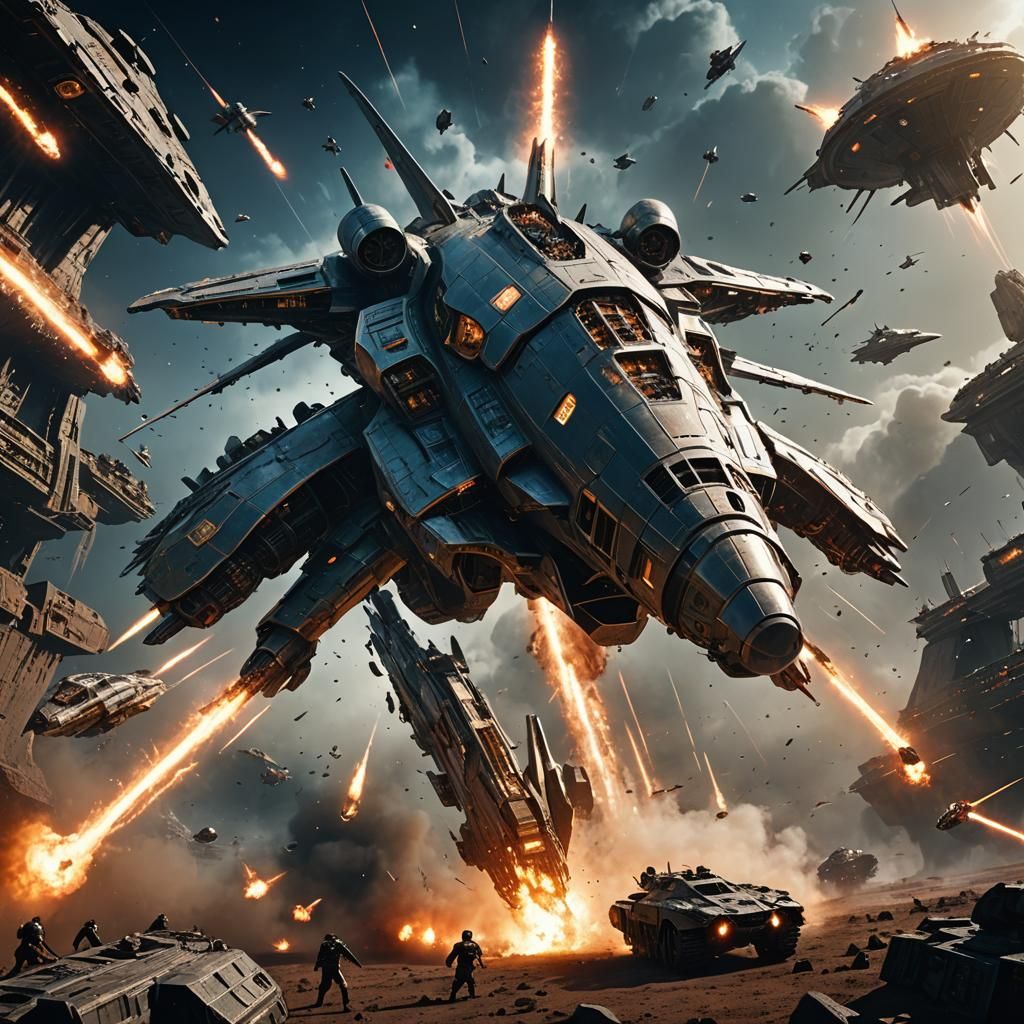 Starship Nautilus Battles Klingons: Detailed Sci-Fi Mech