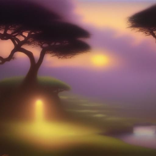 Ethereal African Landscape in Kinkade Style