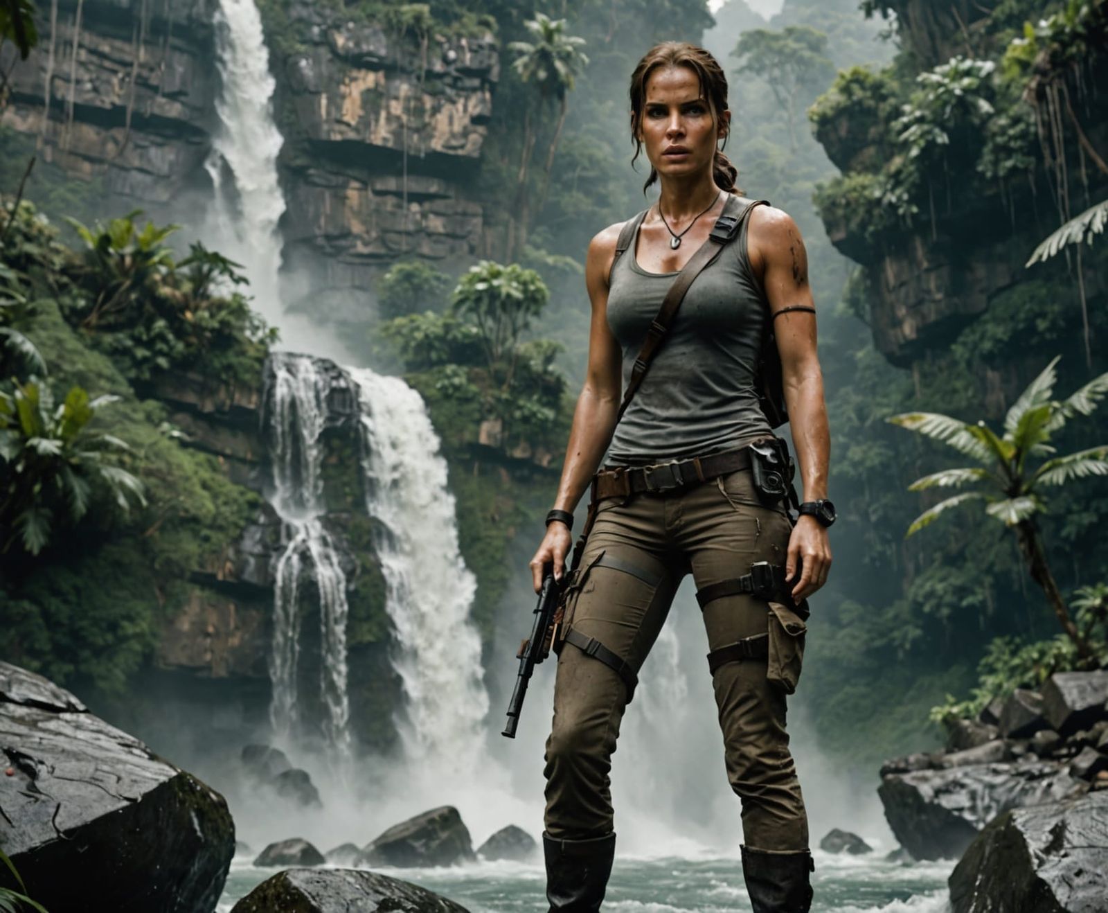 Lara Croft at Mayan Waterfall - Cinematic Adventure