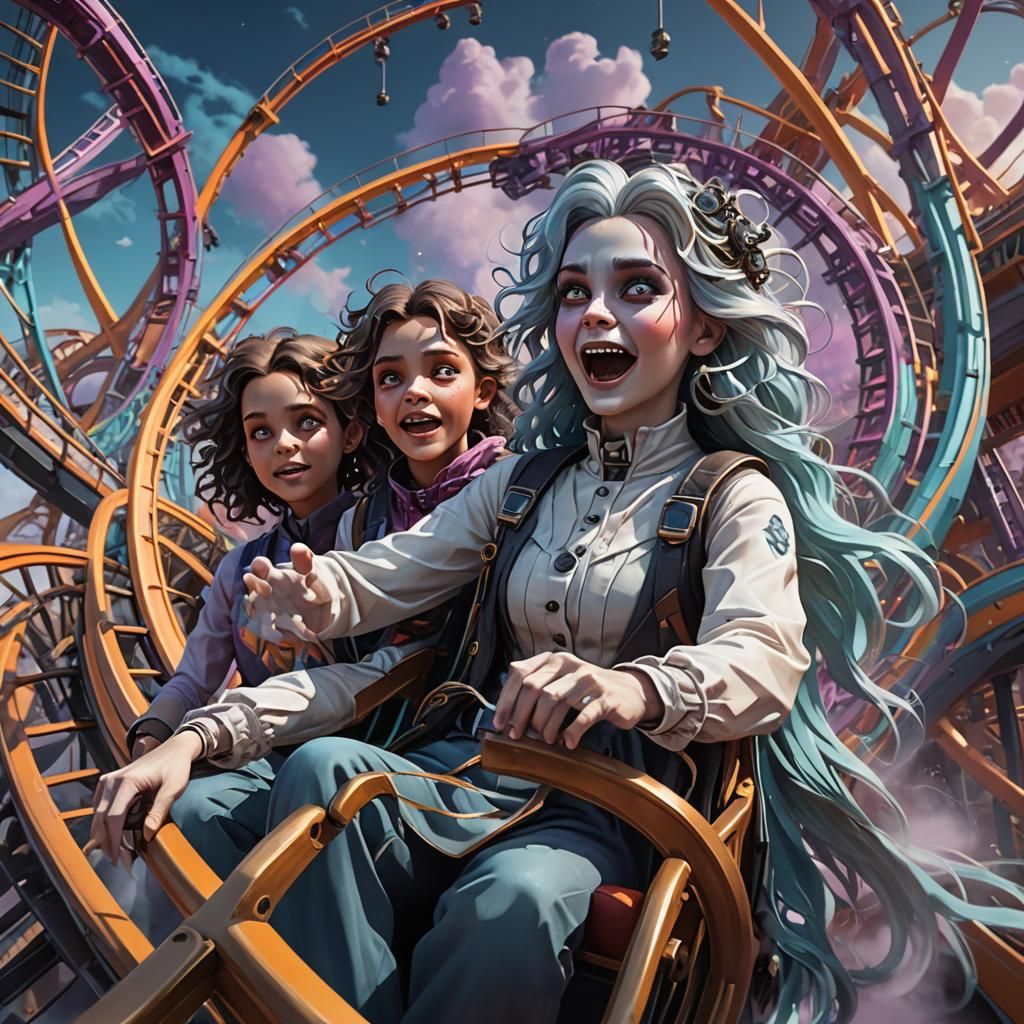 Spooky Ghost Rollercoaster in Haunted Theme Park