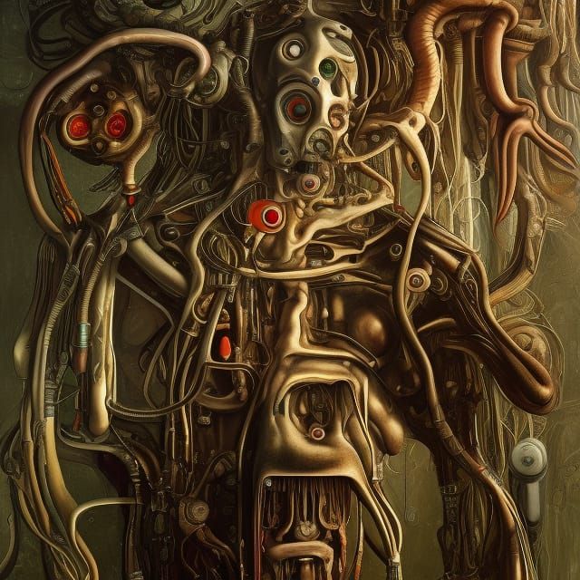 Surreal Hybrids: Cthulhu and Man in Giger Style