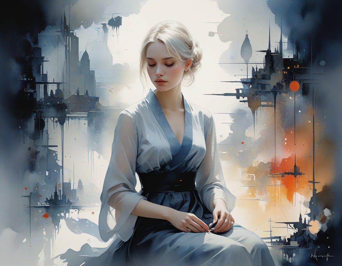 Cosmic Abstraction in Expressive Watercolor