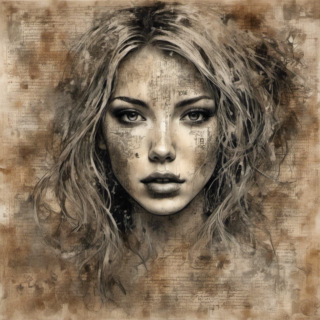 Starry Night Sky with Asemic Writing