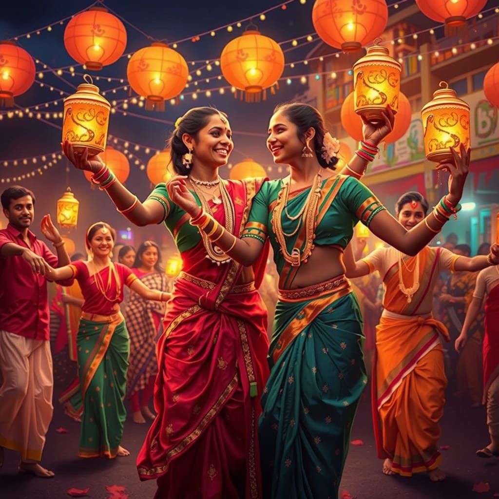 Diwali Festival of Lights: Vivid India Street Scene