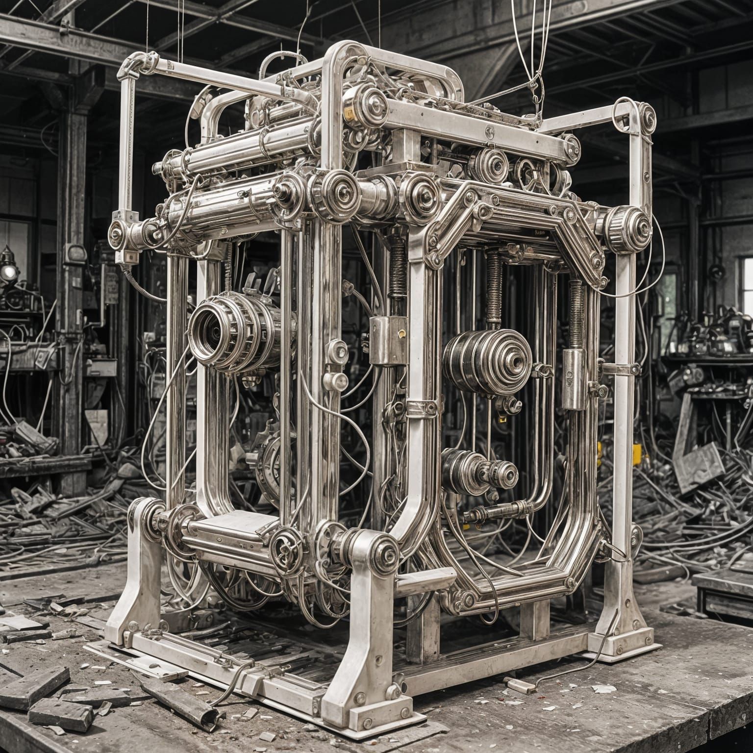 Unreal Machine of White Metal and Ebony