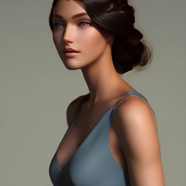 Detailed Portrait of a Young Woman in Digital Art Style