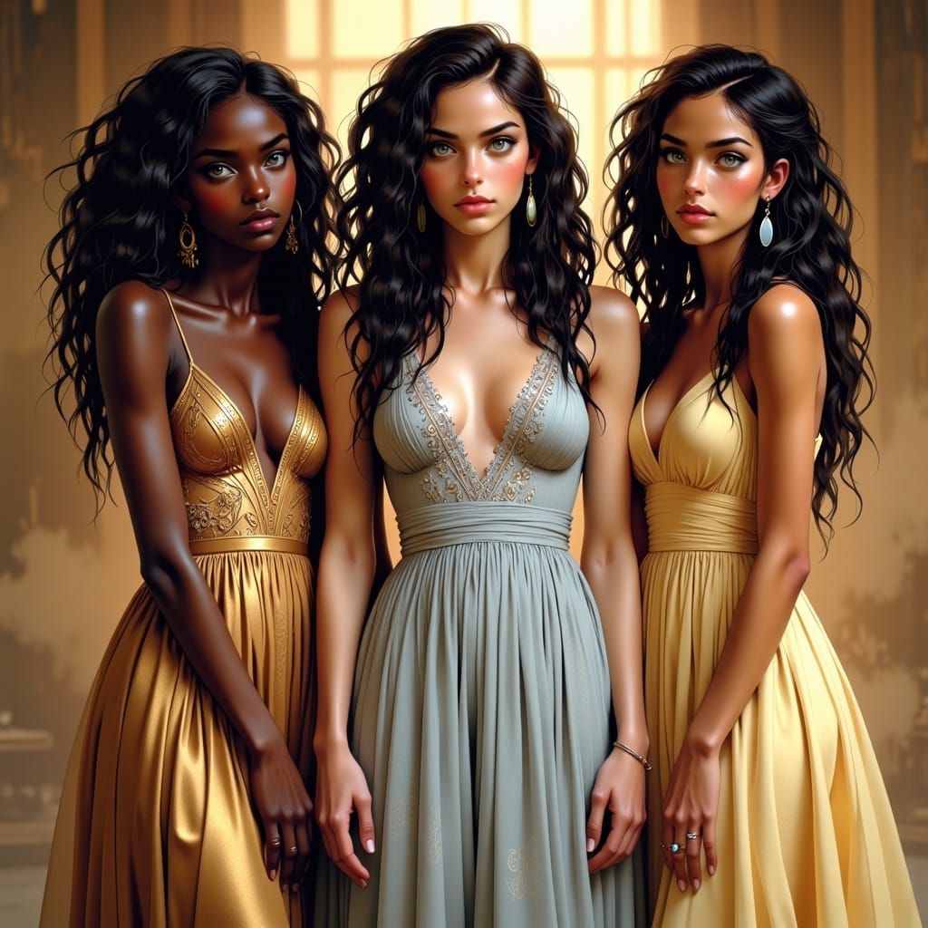Elegant Women in Ethereal Fantasy Setting