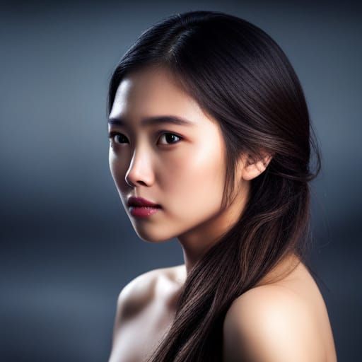 Hyperrealistic Portrait of a Beautiful Asian Girl
