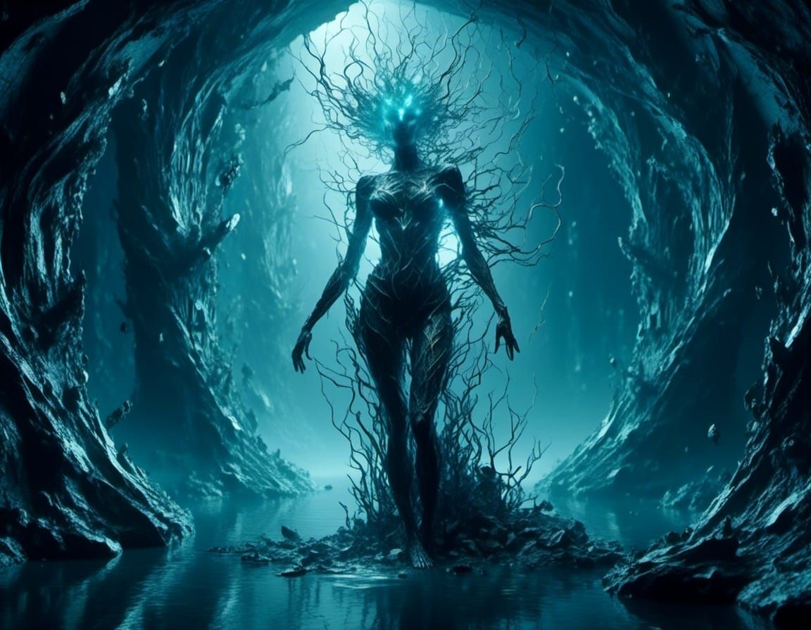 Dryad's Crystalline Portal: Ethereal Cell-Shaded Cubism