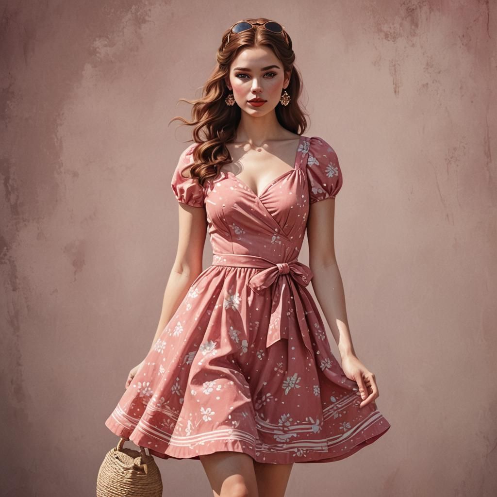 Beautiful Woman in Sundress, Digital Art