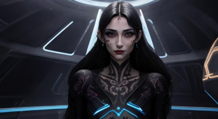 Tron Elf Girl in Cyberpunk Star System