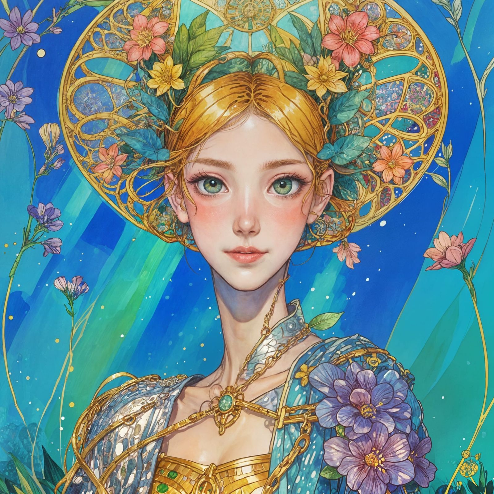 Anime Angel in Hundertwasser and Goble Style