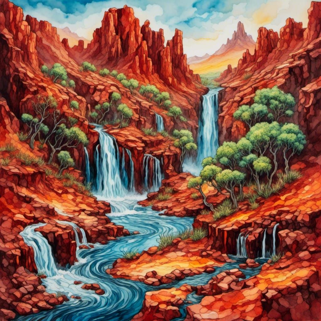 <lora:Hot Demonic Weather:1.0> Beautiful waterfall