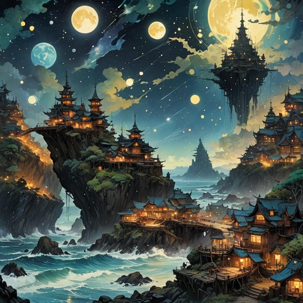 Ethereal Beauty: Vibrant Triadic Colors Dance Across Land an...