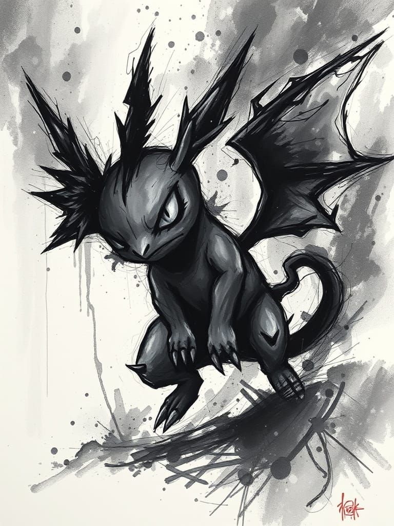 Tormented Spirit Pokémon Emerges in Haunting Ink Drawing