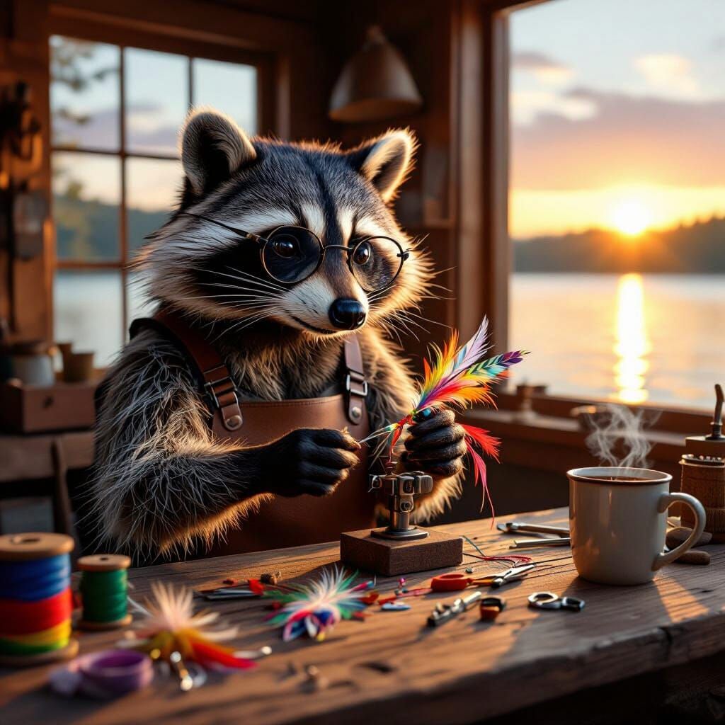 Raccoon Crafts Fly Fishing Lures in Lakeside Workshop