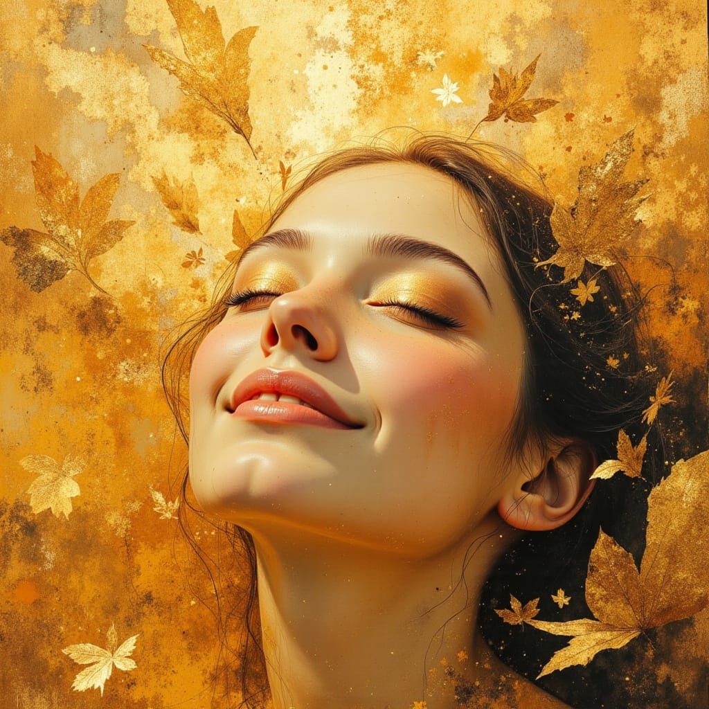 Surreal Golden Portrait Expressing Pure Bliss