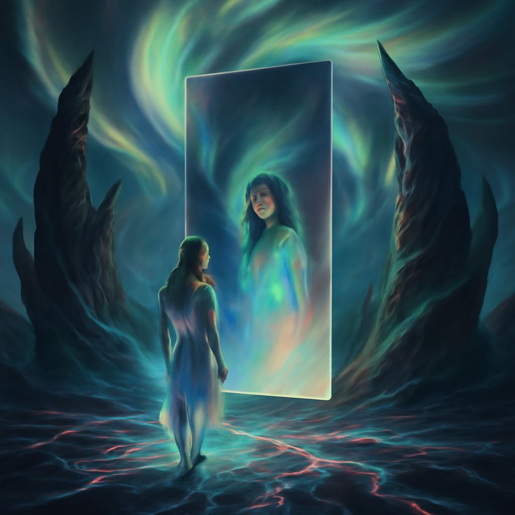 Surreal Aurora Mirror Between Basalt Spires