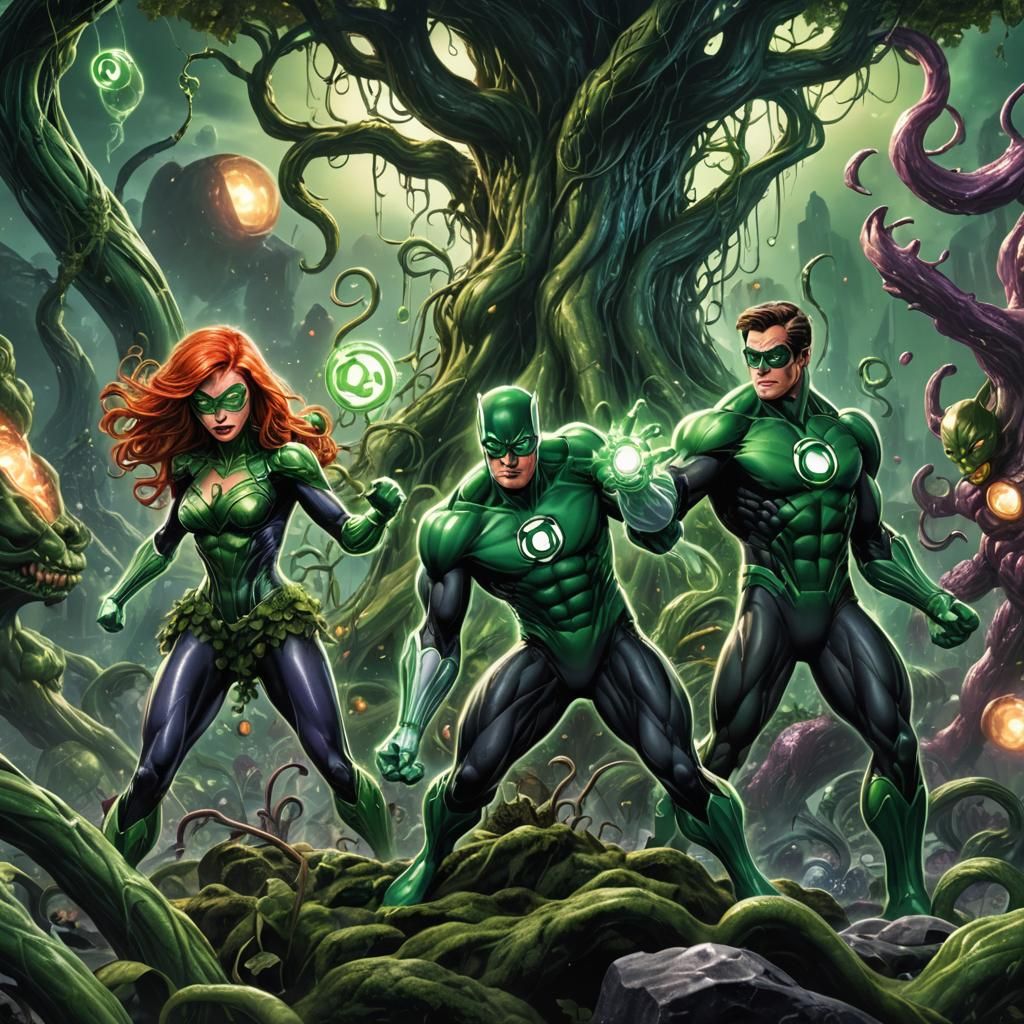 Triplets Green! Green Lantern, Poison Ivy, and the Green Ave...