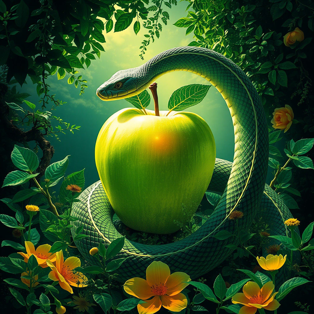 Eden's Serpent: A Surreal Double Exposure Artwork