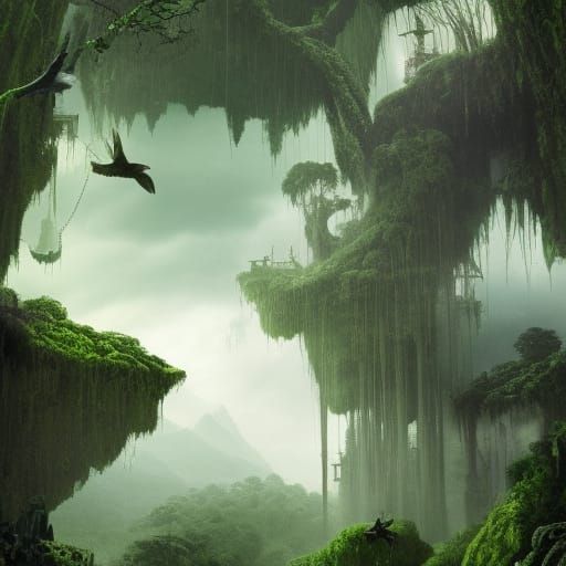 Dramatic Green Digital Matte Painting