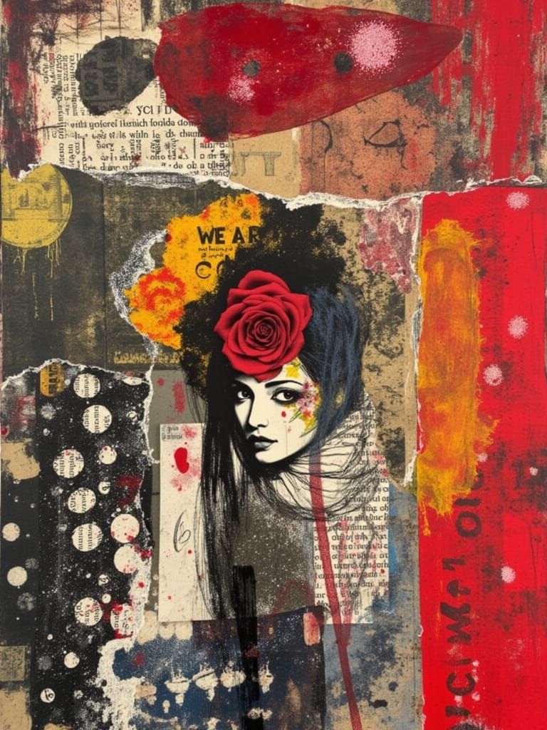 Striking Pop Art Portrait with Mixed Media Elements