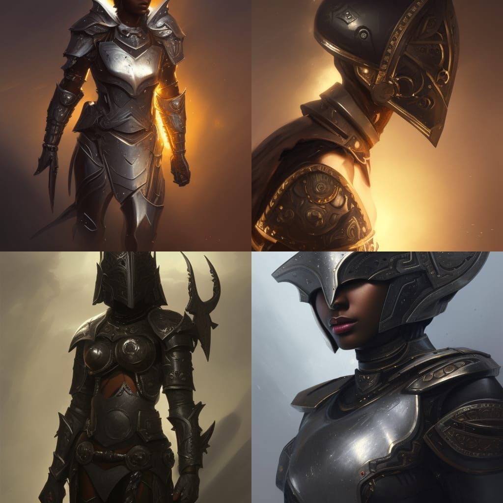 Ebony Knight with Holy Aura, Digital Art