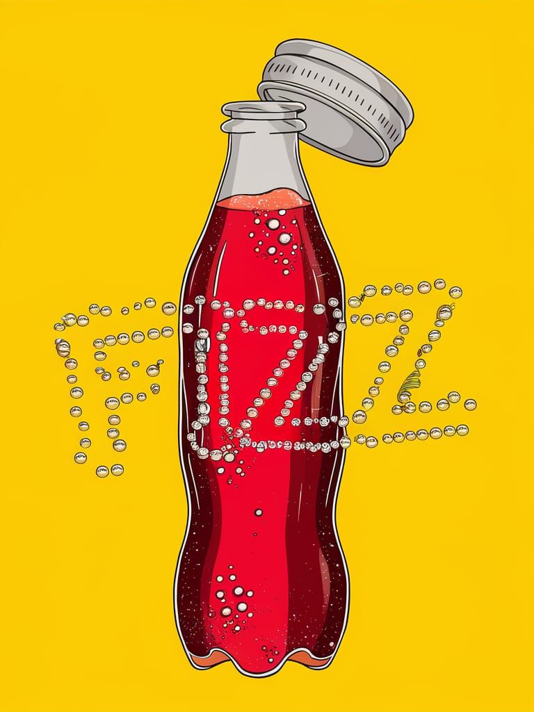 Fizzy Soda Bottle with FIZZ Bubbles