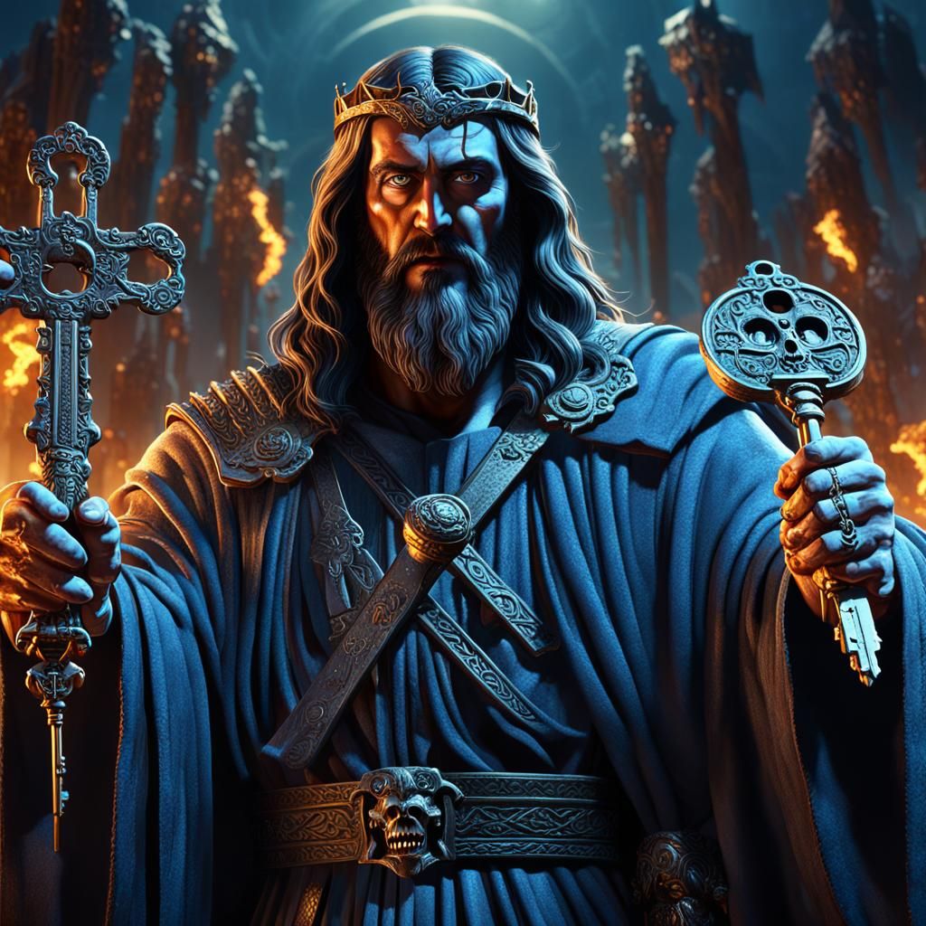 Jesus Christ Holding Keys as Matte Painting