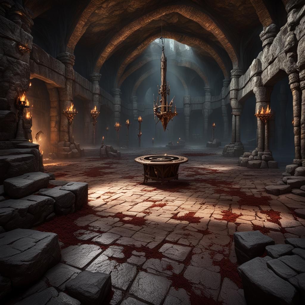 Dark Fantasy Fighting Arena with Medieval Weapons
