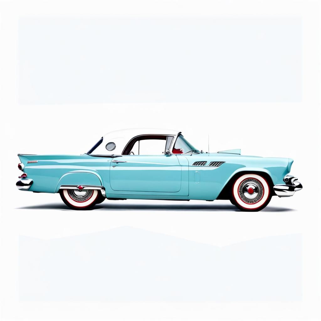 Mid-Century Modern Sky Blue 1955 Ford Thunderbird