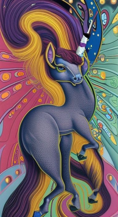 Unicorn Centaur Hybrid in Vorticism Art Style
